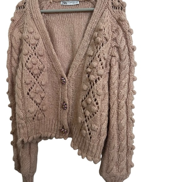 Zara cardigan chunky Pink Cardigan wool alpaca blend small - Picture 7 of 15